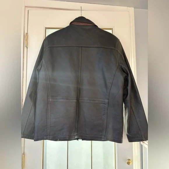 Vintage Ocean West Men's Black Leather Jacket - Picture 6 of 12